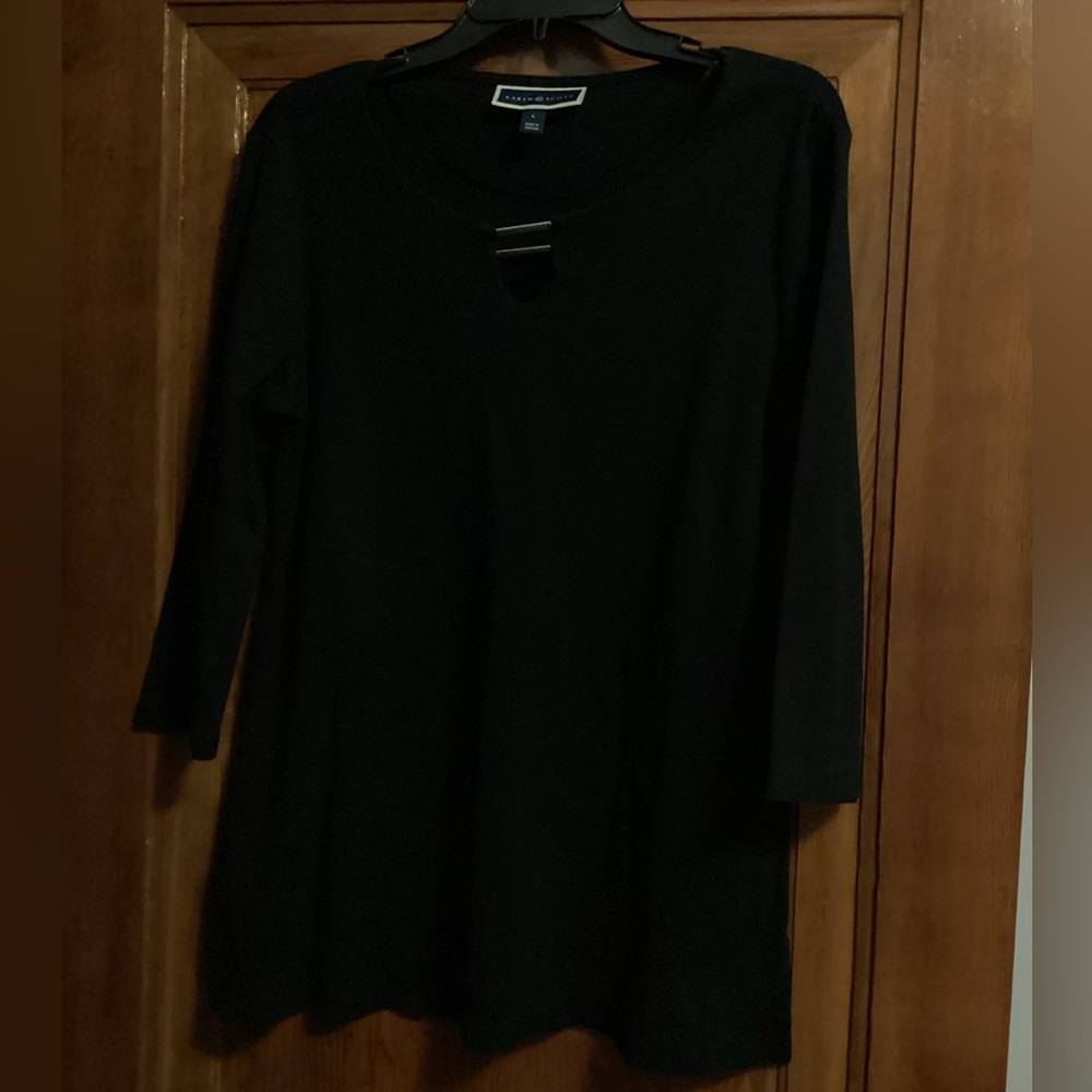 Karen Scott Black 3/4 Sleeve Top